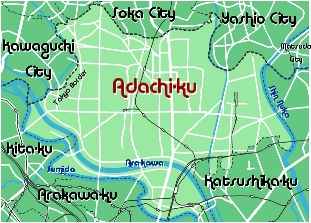 Piantina del distretto di Tokyo Adachi-ku 